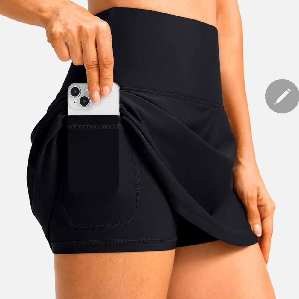 Soothfeel Women's M Black High-Rise Skirt/Shorts Skorts with Inside Pocket